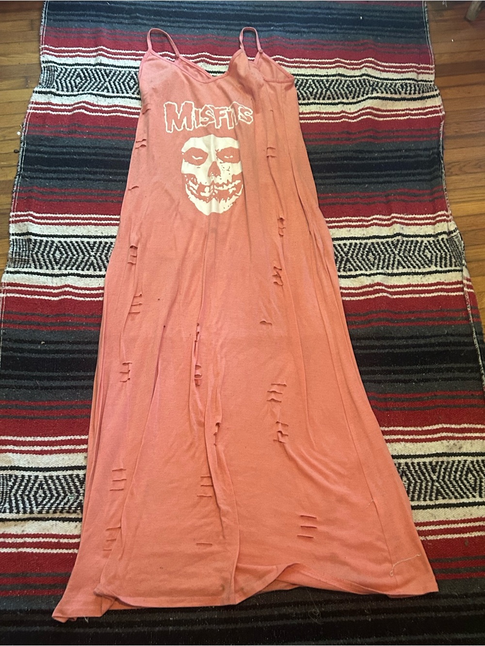 Coral Maxi Dress with Distressed Detailing